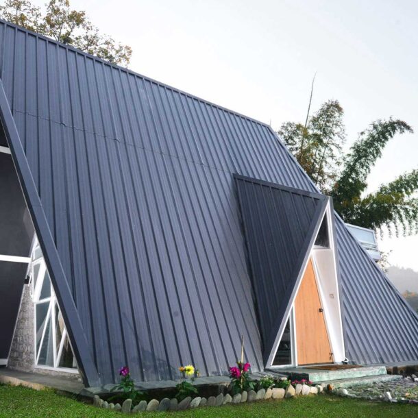 A-frame house with lush surroundings - Sustainable, eco-friendly, biophilic architects in Mumbai, India